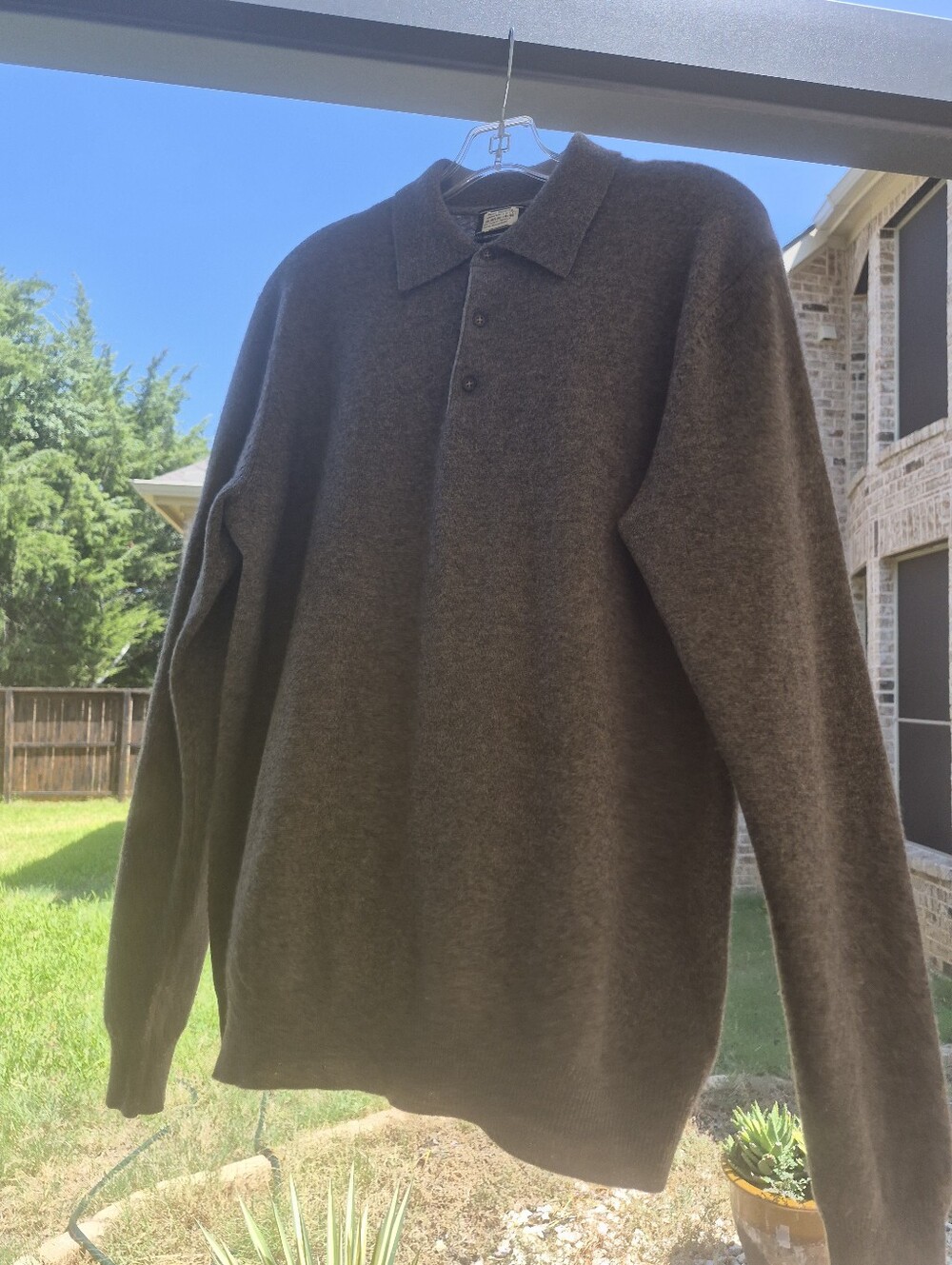 100% Cashmere Neiman Marcus Massimo Pauri Men's Polo Sweater M Brown